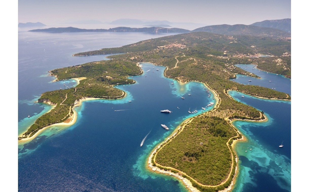 Aerial view of Meganisi island near Lefkada